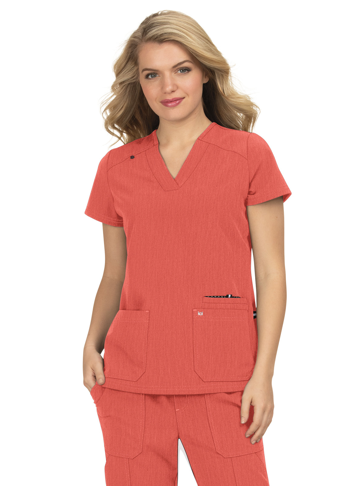 Women's 3-Pocket Wide V-Neck Stretch Hustle and Heart Top