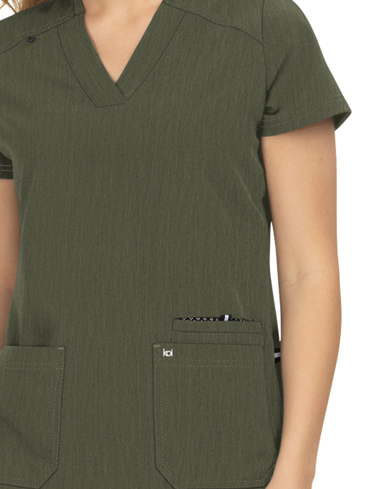 Women's 3-Pocket Wide V-Neck Stretch Hustle and Heart Scrub Top