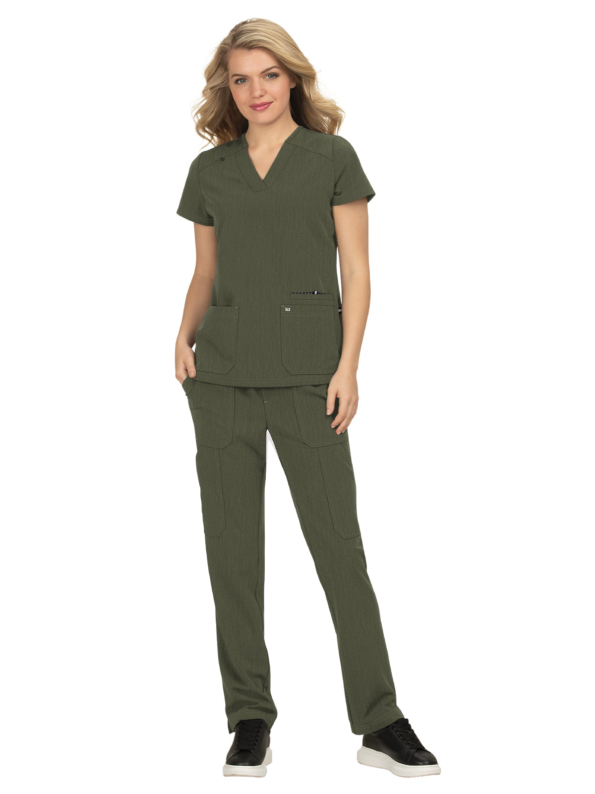 Women's 3-Pocket Wide V-Neck Stretch Hustle and Heart Scrub Top