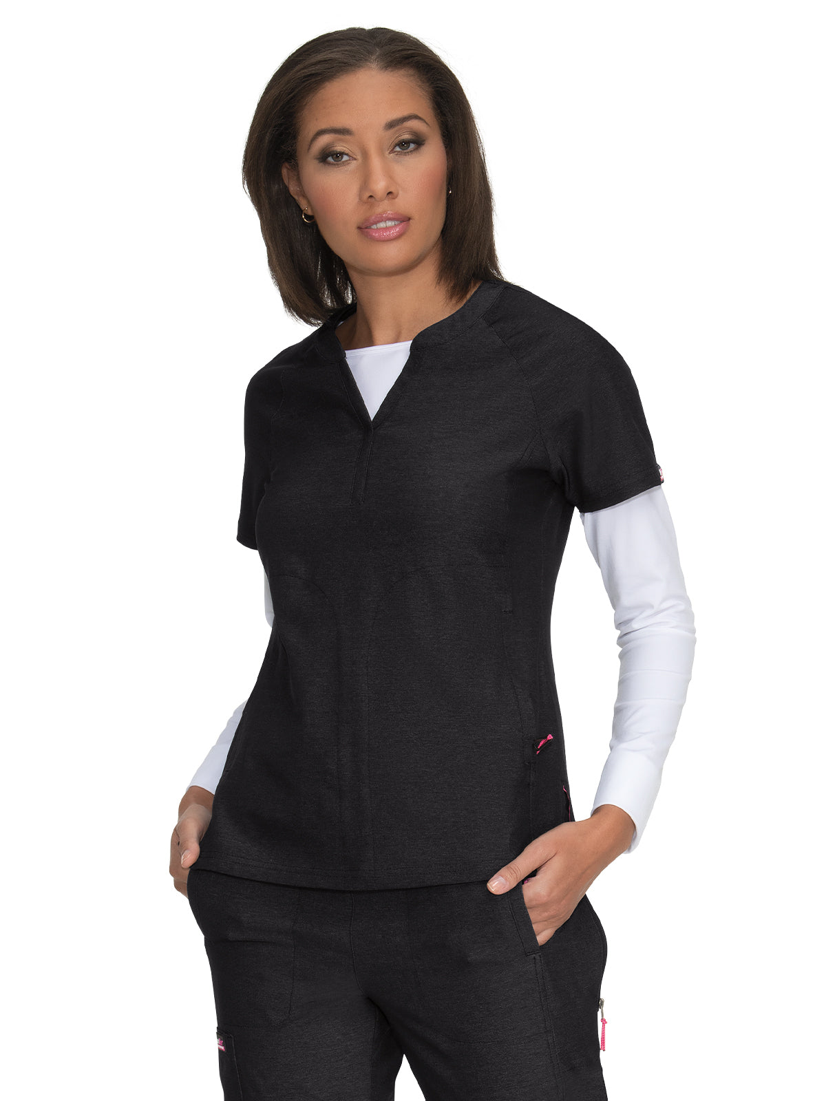 Women's 4-Pocket Split-Neck Action Scrub Top