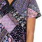 Women's 4-Pocket Heart-Shaped Neck Print Luisa Scrub Top