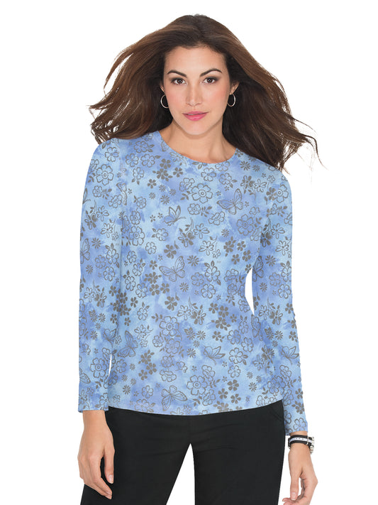 Women's Long-Sleeve Floral Burnout Presley Underscrub Tee