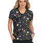 Women's 3-Pocket Double V-Neck Print Scrub Top