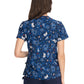 Women's 3-Pocket Double V-Neck Print Scrub Top