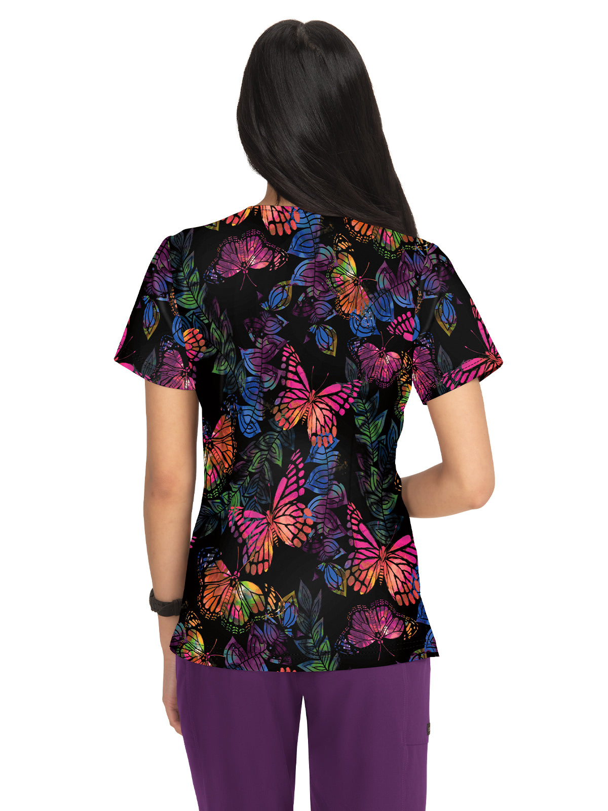 Women's 4-Pocket Stretch Eco-Friendly Print Aria Scrub Top