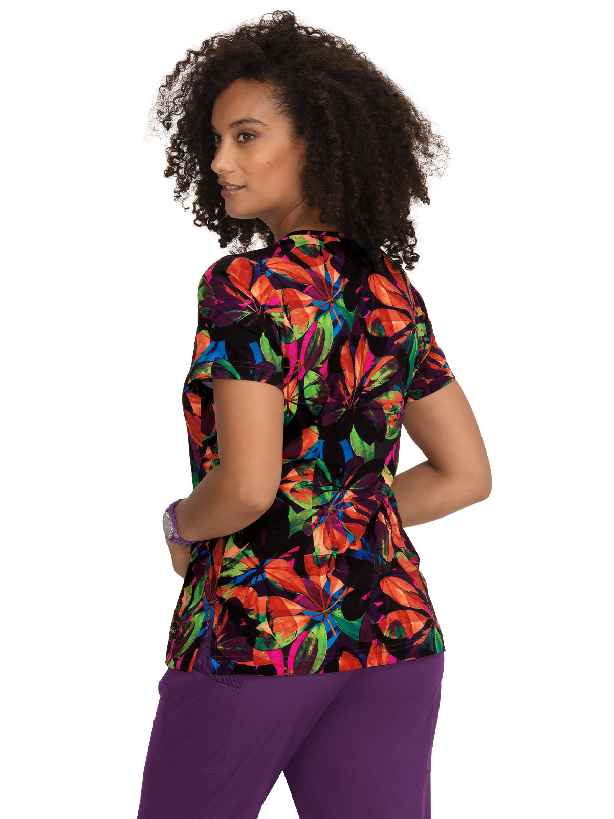 Women's 4-Pocket Stretch Eco-Friendly Print Aria Scrub Top