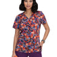 Women's 2-Pocket Contrast V-Neck Print Isla Scrub Top