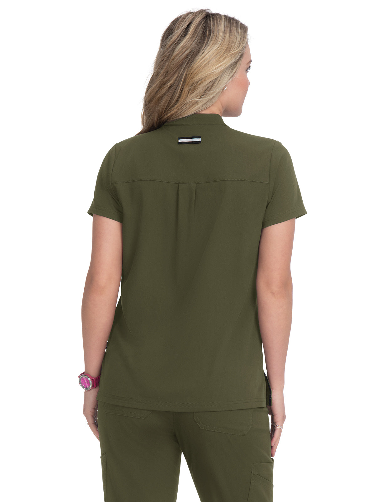 Women's 4-Pocket Zipper-Neck Mandarin Collar Driven Scrub Top