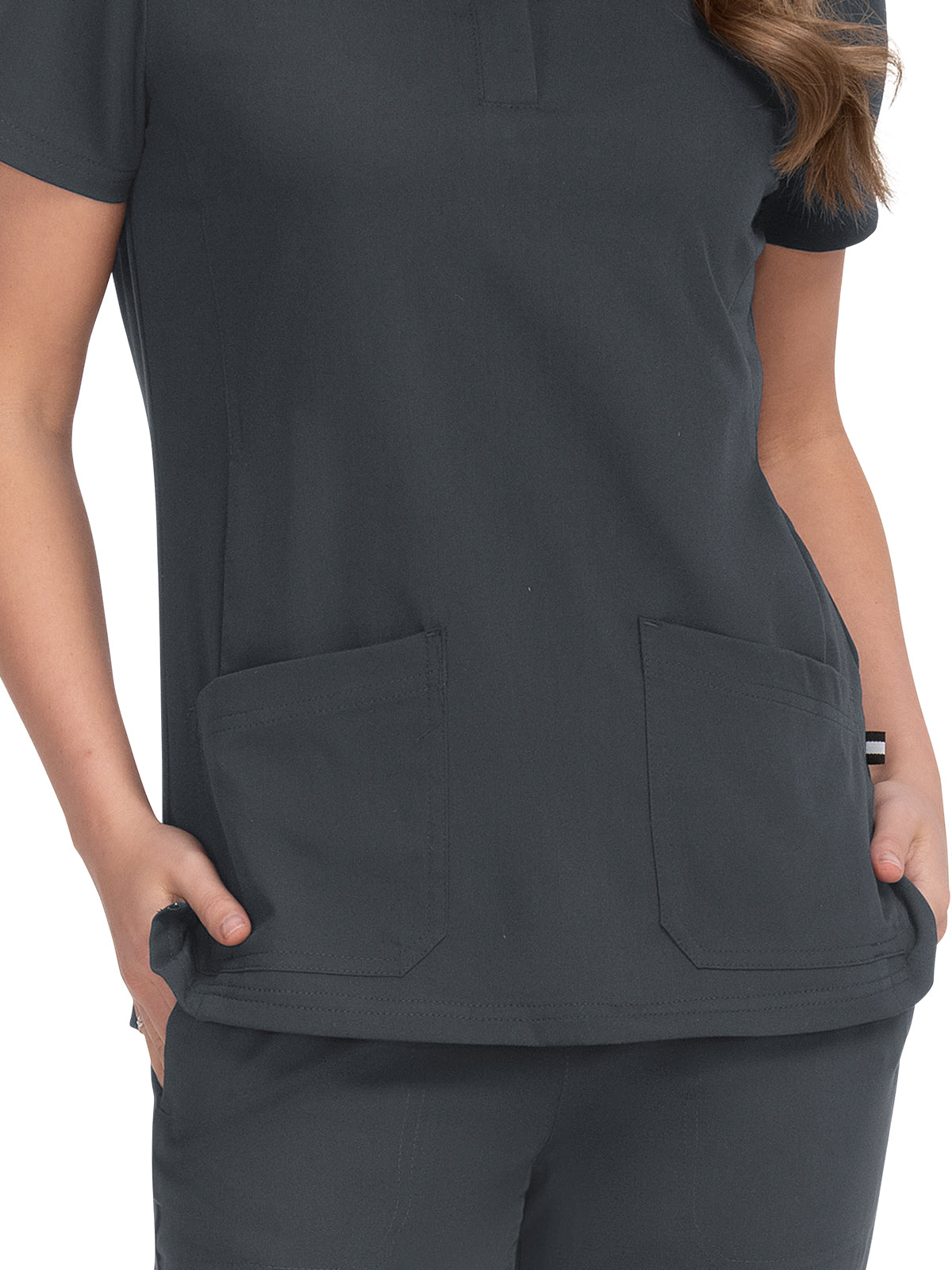 Women's 4-Pocket Zipper-Neck Mandarin Collar Driven Scrub Top