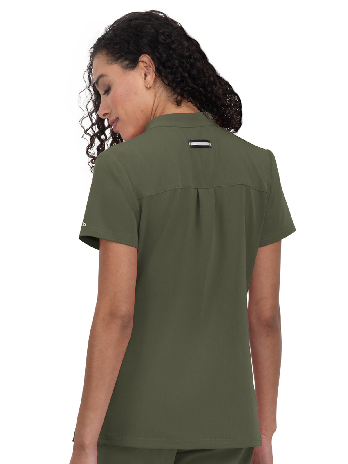 Women's 4-Pocket Zipper-Neck Mandarin Collar Driven Scrub Top