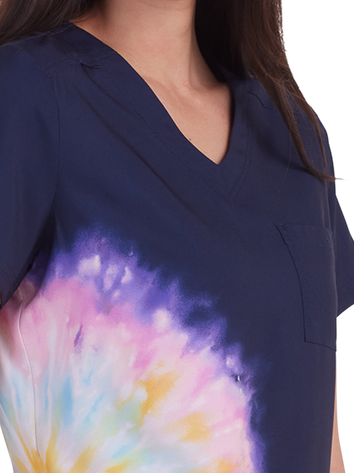 Women's Tie Dye V-Neck Stretch Lani Scrub Top