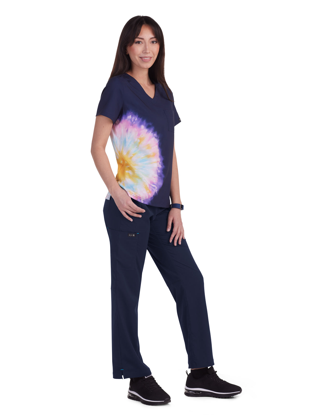 Women's Tie Dye V-Neck Stretch Lani Scrub Top