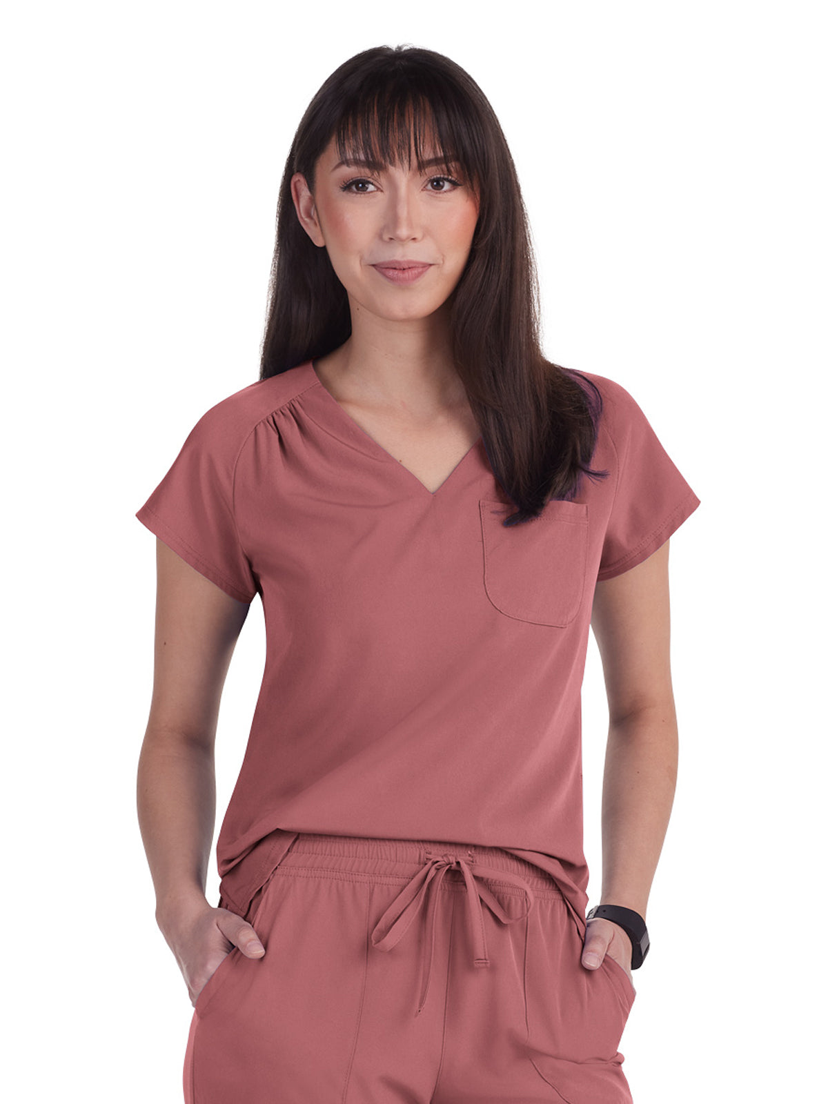 Women's 1-Pocket Heart-Shaped Neckline Eco-Friendly Kailani Scrub Top