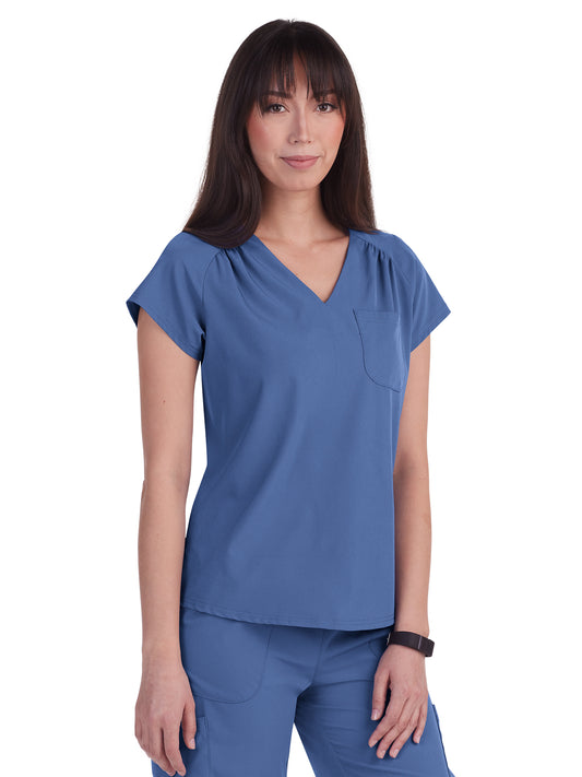 Women's 1-Pocket Heart-Shaped Neckline Eco-Friendly Kailani Scrub Top