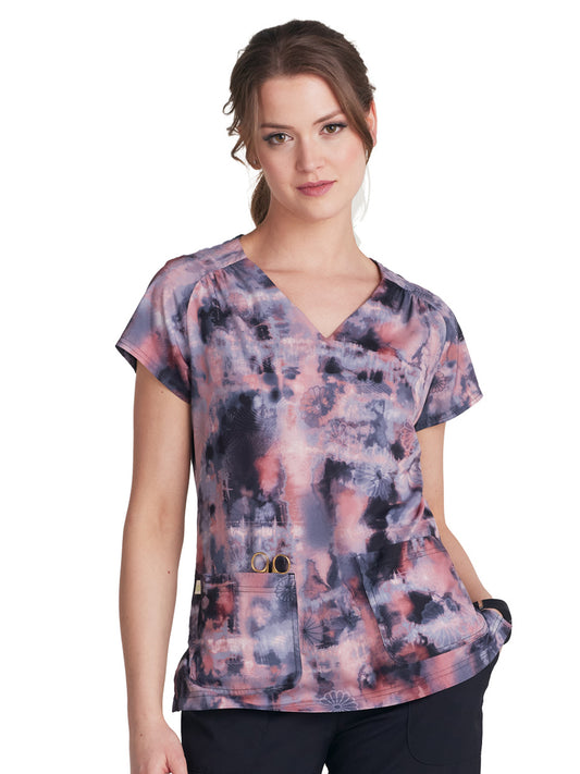 Women's Heart-Shaped Neckline Meadow Scrub Top