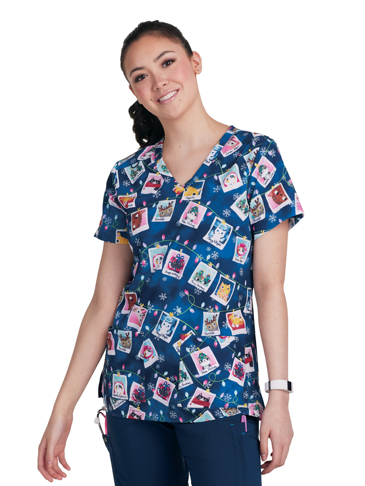 Women's 3-Pocket Print Rosalie Scrub Top