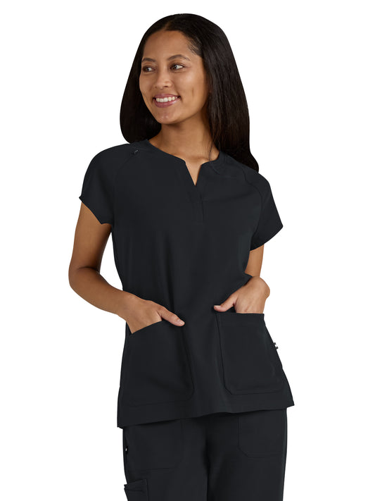 Women's Split-Neck 3-Pocket We Have Heart Scrub Top