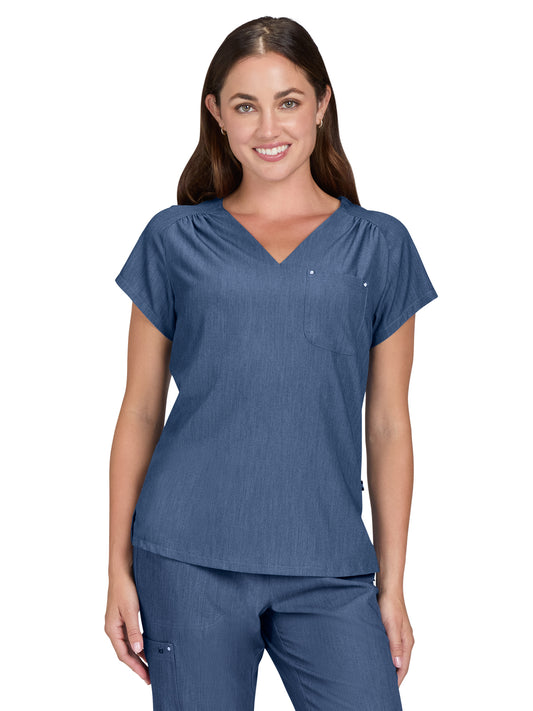 Women's Heart-Shaped Neckline Up and Going Scrub Top