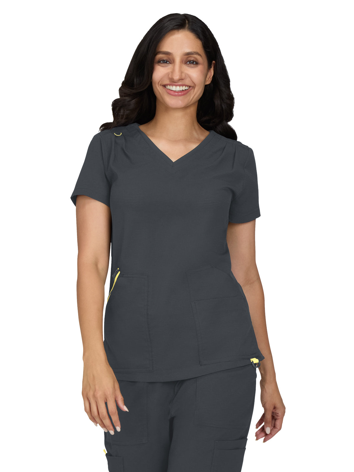 Women's Ribbed V-Neck 4-Pocket Sari Scrub Top