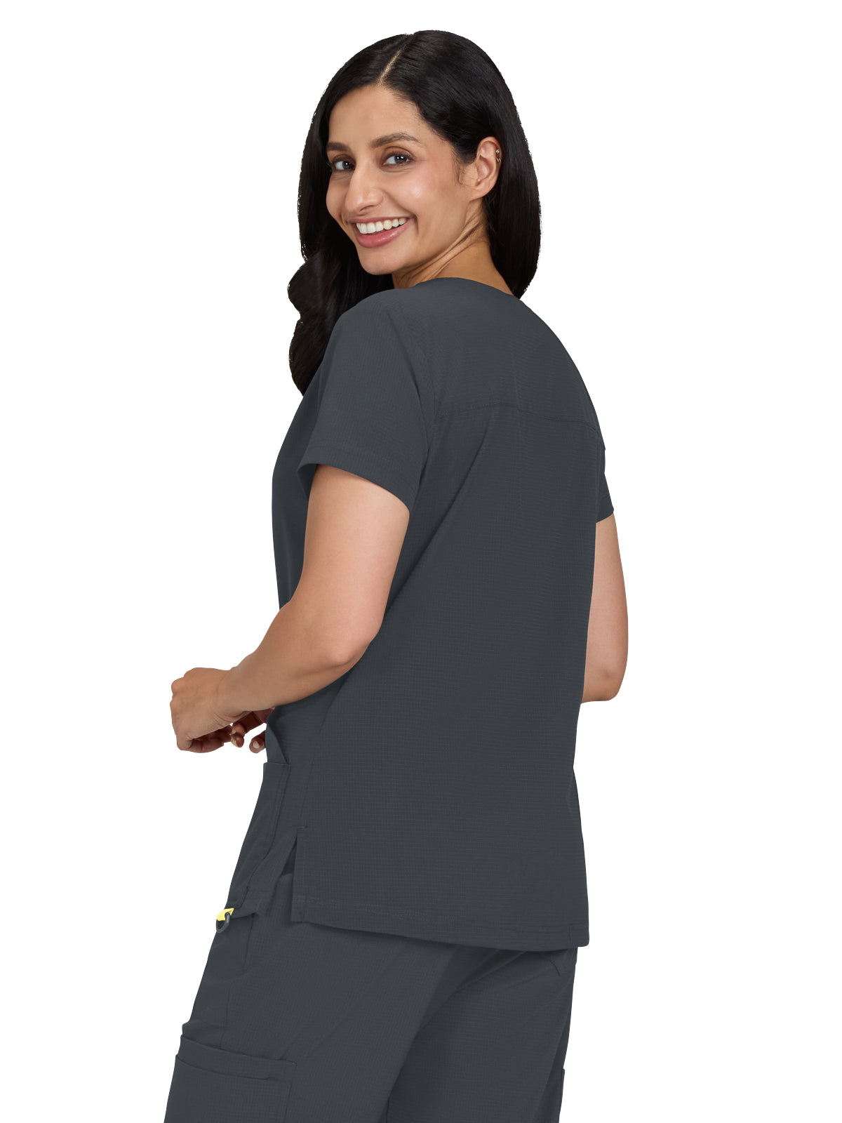 Women's Ribbed V-Neck 4-Pocket Sari Scrub Top