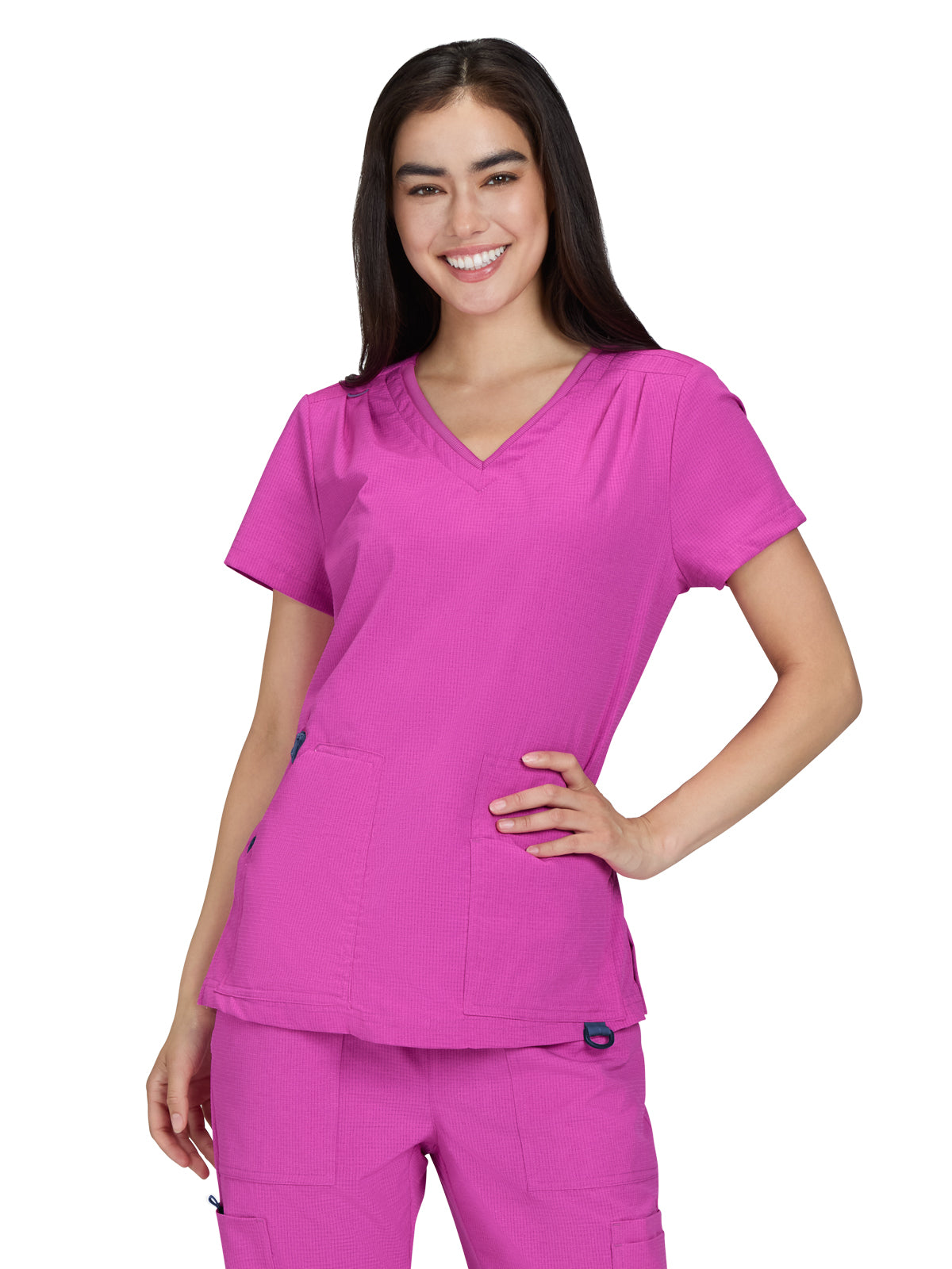 Women's Ribbed V-Neck 4-Pocket Sari Scrub Top