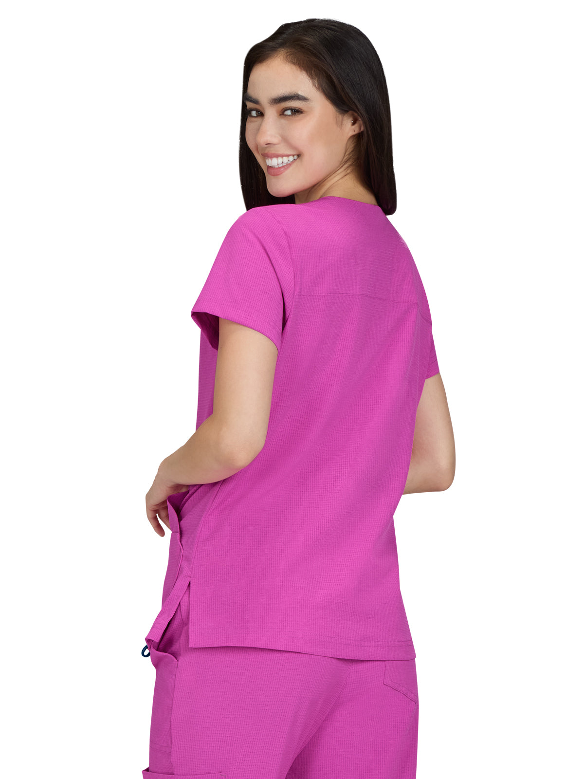 Women's Ribbed V-Neck 4-Pocket Sari Scrub Top