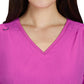 Women's Ribbed V-Neck 4-Pocket Sari Scrub Top