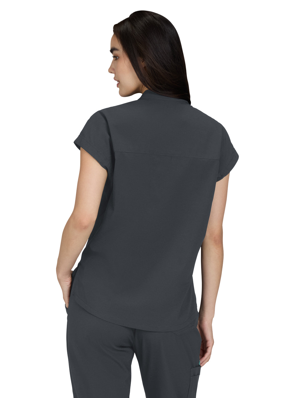 Women's Zipper Neck Combo Chest Pocket Catrin Scrub Top