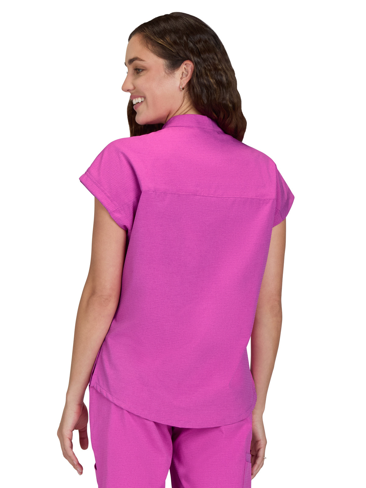 Women's Zipper Neck Combo Chest Pocket Catrin Scrub Top