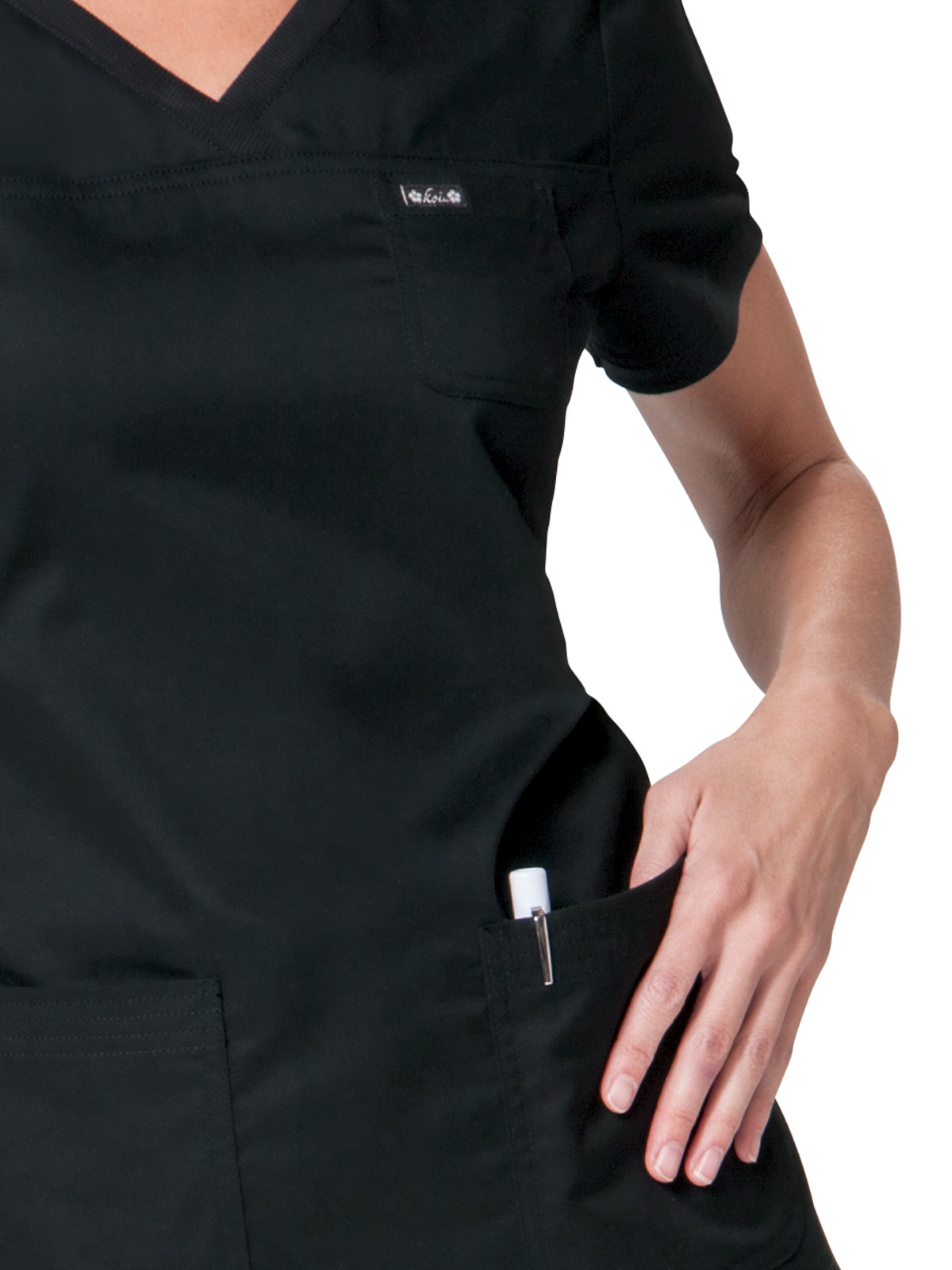 Women's 3-Pocket Soft Rib Trim V-Neck Nicole Scrub Top