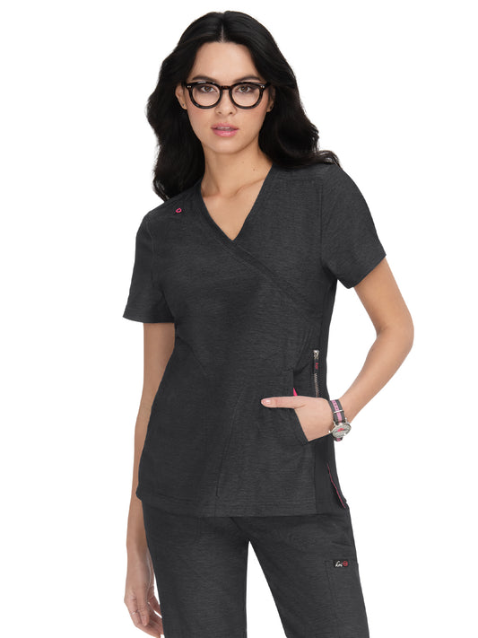 Women's 3-Pocket Mock-Wrap Philosophy Scrub Top