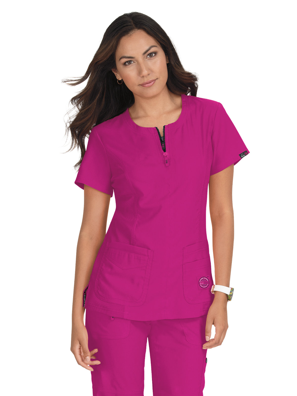 Women's 4-Pocket Zipper Neck Serenity Scrub Top