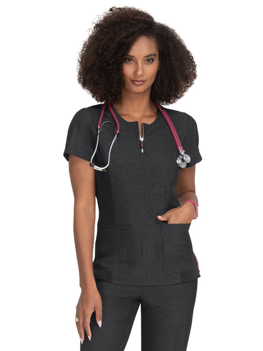 Women's 4-Pocket Zipper Neck Serenity Scrub Top