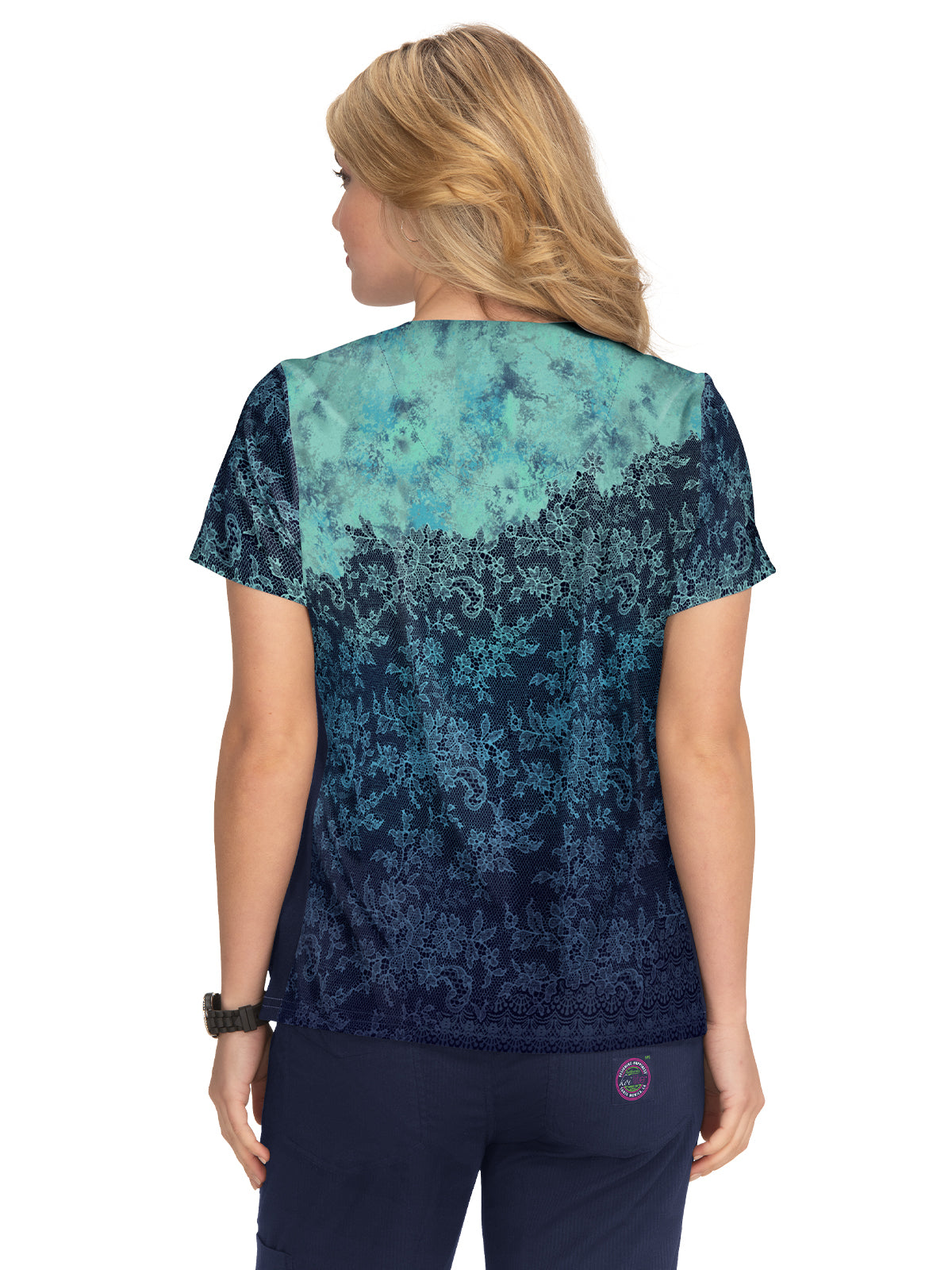 Women's 2-Pocket Stretch Ombre Print Reform Scrub Top