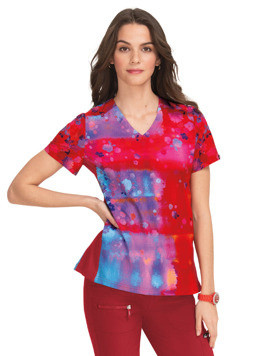 Women's 2-Pocket Stretch Ombre Print Reform Scrub Top