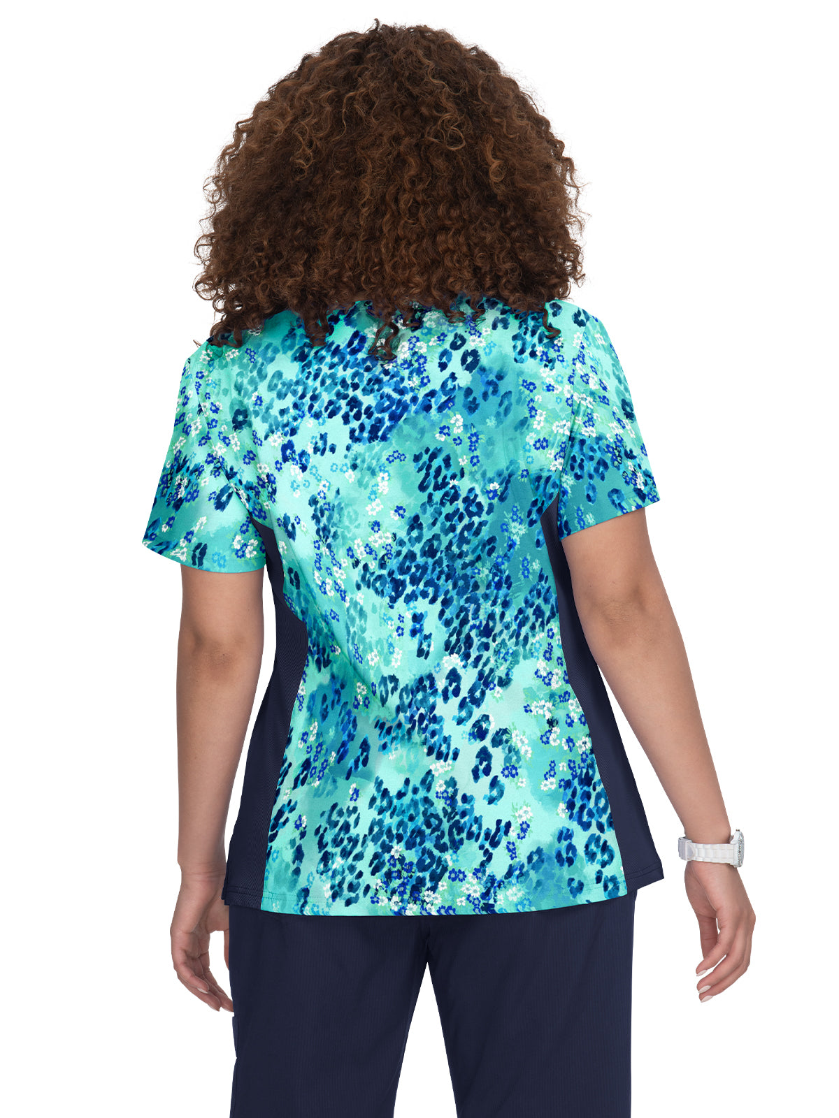 Women's 3-Pocket Mock-Wrap Stretch Print Raquel Scrub Top