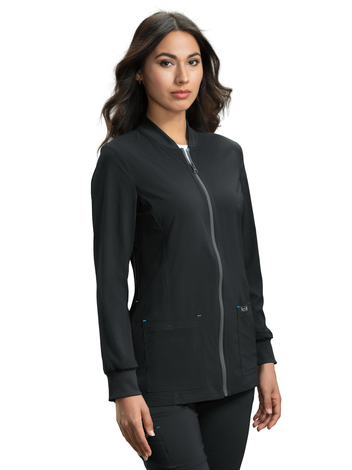 Women's 4-Pocket Rib Collar Andrea Scrub Jacket