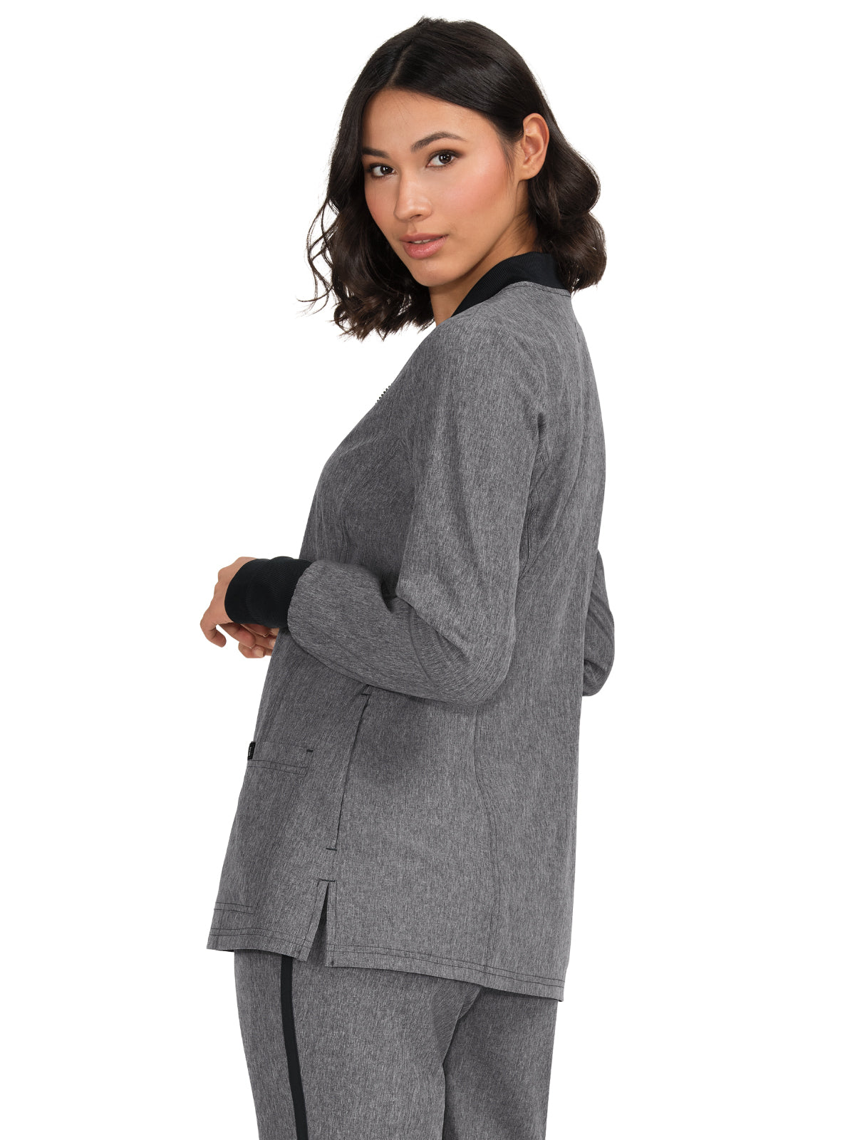 Women's 4-Pocket Rib Collar Andrea Scrub Jacket