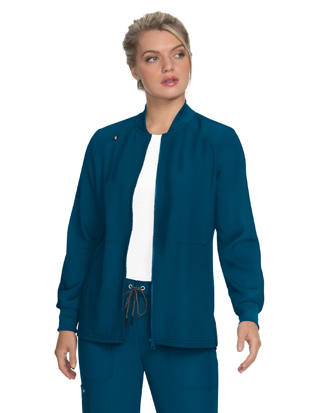 Women's Zipper Front Stretch Always in Motion Scrub Jacket