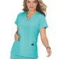 Women's 3-Pocket Snap-Button Placket V-Neck Freesia Scrub Top