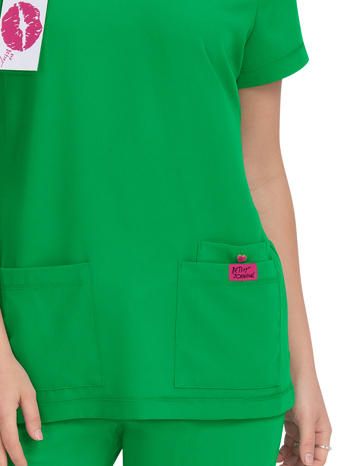 Women's 3-Pocket Snap-Button Placket V-Neck Freesia Scrub Top