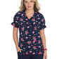 Women's 2-Pocket Heart-Shaped Neck Print Canola Scrub Top