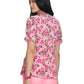 Women's 2-Pocket Heart-Shaped Neck Print Canola Scrub Top