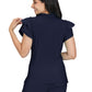 Women's 2-Pocket Ruffle Sleeve and Ruffle Collar Clary Scrub Top