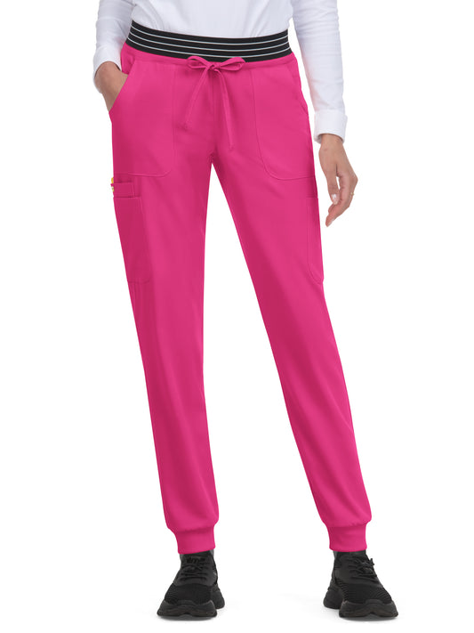 Women's 8-Pocket Ribbed Cuff Jogger-Style Hollyhock Scrub Pant