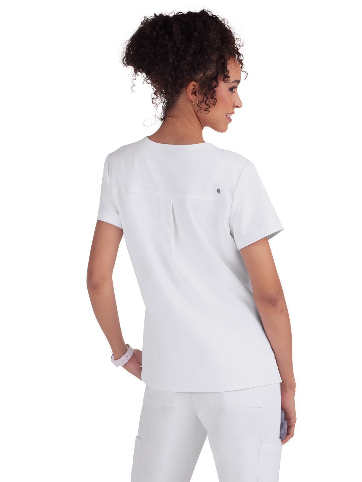 Women's 2-Pocket V-Neck Tuck-In Aura Top - C100 - White