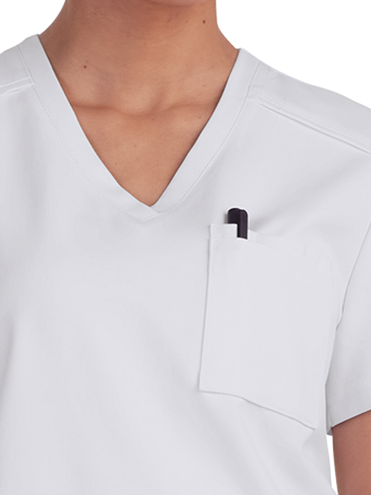 Women's 2-Pocket V-Neck Tuck-In Aura Top - C100 - White