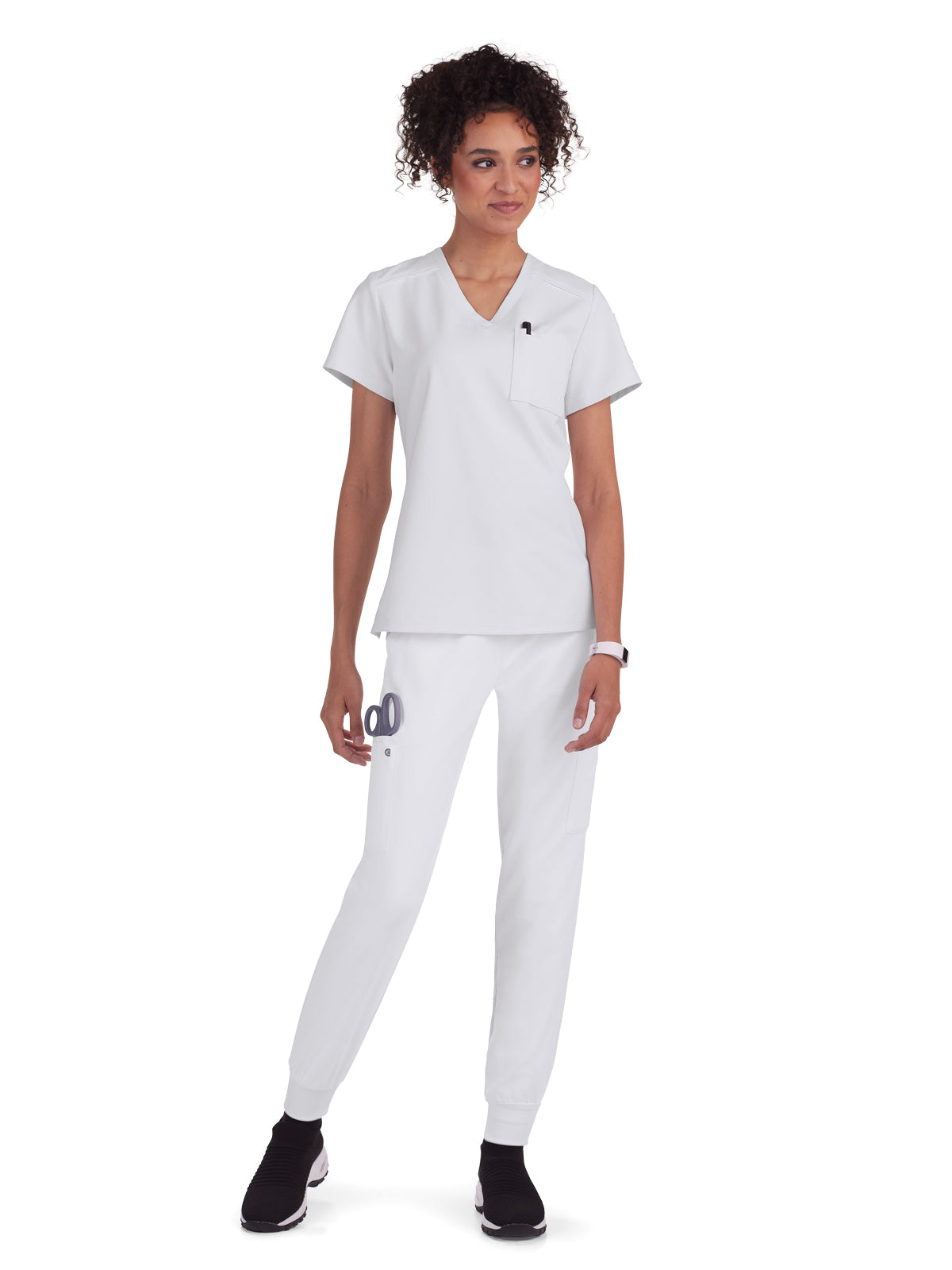 Women's 2-Pocket V-Neck Tuck-In Aura Top - C100 - White