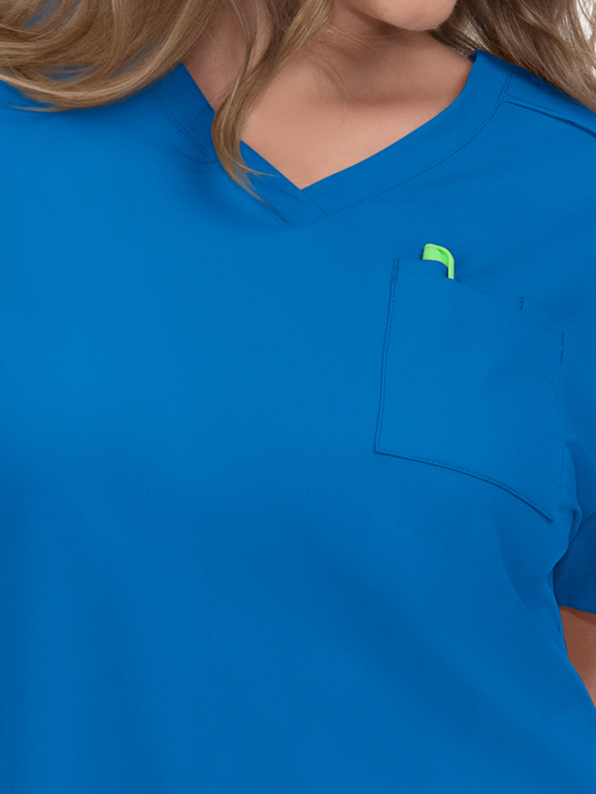 Women's 2-Pocket V-Neck Tuck-In Aura Top - C100 - Royal Blue