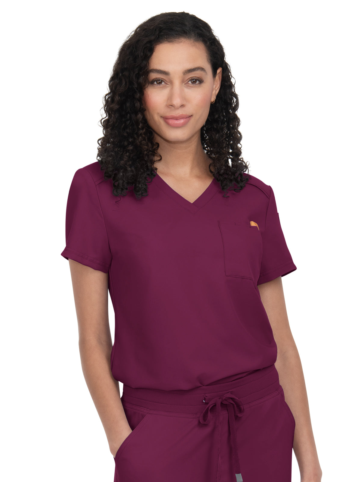 Women's 2-Pocket V-Neck Tuck-In Aura Top - C100 - Wine